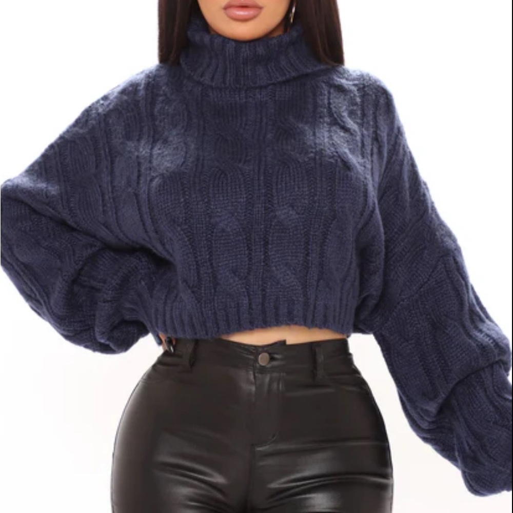 Fashion Nova Midnight Blue‎ Turtleneck Sweater